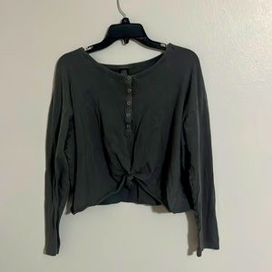 Cropped front tie long sleeve